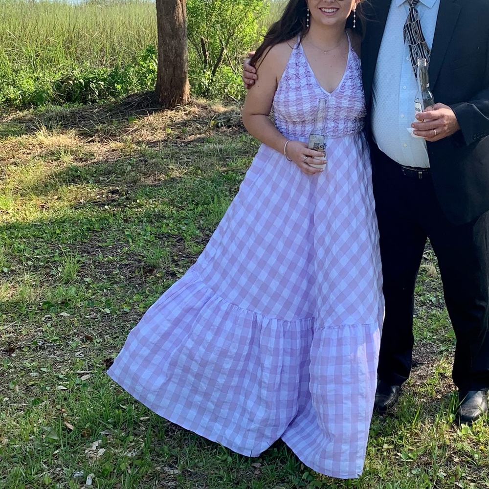 Buddy Love Lavender Checkered Maxi Dress